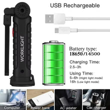Load image into Gallery viewer, 1pc COB LED Work Light Dimmable USB Rechargeable LED Flashlight Inspection Lamp With Magnet&amp;Hook 14500/18650 Battery Torch light
