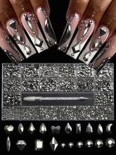 Load image into Gallery viewer, 21 Grid Nail Art Rhinestone Set - Multi-Style Flat Bottom Glass Diamonds
