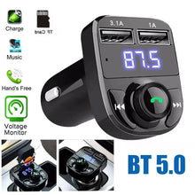 Load image into Gallery viewer, Car Charger Wireless Bluetooth FM Transmitter Hands-Free Calling Radio Receiver Mp3 Music Stereo Adapter Dual USB Port Charger
