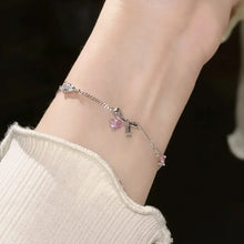 将图片加载到图库查看器，Shiny Pink Crystal Cherry Blossom Bracelets For Women Girls Sweet Moon Bow Flowers Zircon Bracelet Party Aesthetic Jewelry

