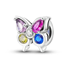 将图片加载到图库查看器，100% 925 Sterling Silver Rainbow Zircon Butterfly Dragon Silicone Stopper Charms - Colorful Beads for DIY Bracelets, Customizable Jewelry for All Occasions
