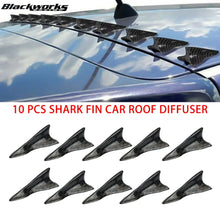 Load image into Gallery viewer, 10Pcs Universal PU Rear Roof Shark Fins Spoiler Wing Kit Car Roof Spoiler Bumper Spoiler Shark Fin Diffuser Vortex Generator
