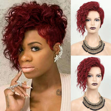 Load image into Gallery viewer, Short Curly Wigs for Black Women Natural Looking Wavy Short Black Wigs with Bangs Side Part Synthetic Hair Fashion Wigs
