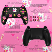 Load image into Gallery viewer, PlayVital Silicone Cover w/Joystick Caps and Sticker for ps5 Controller,  for ps5 Charging Dock - Sweetheart Kitty Black
