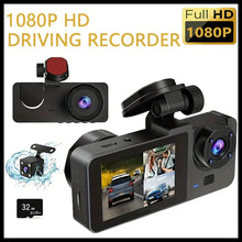 Load image into Gallery viewer, 3 Camera 1080P HD Dash Recorder 2.0-Inch IPS Screen Night Vision Recorder Large Wide Angle Cycle Recording
