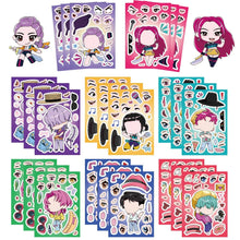 将图片加载到图库查看器，8Sheets Children DIY Puzzle Sticker Games K-POP DEMON HUNTERS Make A Face Funny Assemble Jigsaw Stickers Kids Educational Toys
