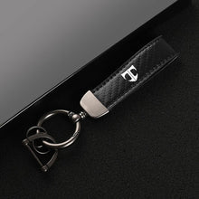 Load image into Gallery viewer, Leather Carbon Fiber Car Rings Keychain Zinc Alloy Keyrings For Hyundai Tiburon Coupe T Logo car Accessories
