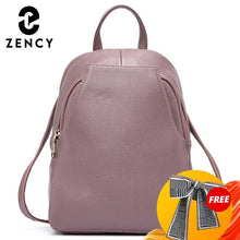 将图片加载到图库查看器，Zency Women's Genuine Leather Backpacks Ladies Fashion Travel Bags Femal Daily Holiday Knapsack Preppy Style Girl's Schoolbag
