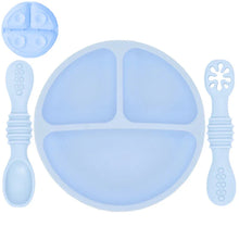 Load image into Gallery viewer, Silicone Baby Sucker Plate &amp; Rice Spoon Set Cute Cartoon Tableware

