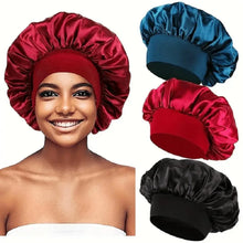 Load image into Gallery viewer, Women’s Satin Bonnet – Wide-Brim Night Sleeping &amp; Hair Care Cap
