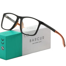 将图片加载到图库查看器，BARCUR Lightweight Sports Reading Glasses for Men &amp; Women – Ultra-Light PC Frame Durable Presbyopia Eyewear with HD Transparent Acrylic Lenses – Comfortable Rectangle Readers for Casual Daily Wear and Outdoor Use
