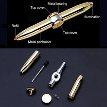 Load image into Gallery viewer, LED Gyro Spinner Pen – Multifunctional Metal Fidget Ballpoint Pen with Light | Stress Relief Spinning Pen for Writing, Focus &amp; Gifts

