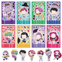 将图片加载到图库查看器，8Sheets Children DIY Puzzle Sticker Games K-POP DEMON HUNTERS Make A Face Funny Assemble Jigsaw Stickers Kids Educational Toys
