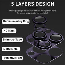 Load image into Gallery viewer, Camera Lens Metal Protector Glass For iPhone 14 13 Pro Max 13 Mini Back Lens Cap On iPhone 14 Plus Full Cover Protective Cases Metal Camera Cover with Tempered Glass Screen Protector
