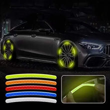 Load image into Gallery viewer, Car Wheel Hub Reflective Stripes Stickers – Night Safety Tire Rim Decals, Waterproof Warning Tape for Vehicle Decoration
