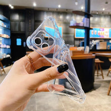 将图片加载到图库查看器，Simple Clear Silicone Wallet Case for iPhone 14 13 12 11 Pro XS Max X XR Shockproof Lens Protection Card Cover Shockproof Soft Bumper Clear Case Classic Stylish Case
