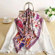 Load image into Gallery viewer, 90x90cm Square Silk-Feel Scarf – Luxury Women’s Shawl &amp; Head Wrap
