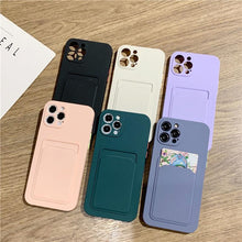 将图片加载到图库查看器，Phone Case For iphone 11 12 13 pro max XR X XS Max 12 mini 12 pro Soft Silicone Wallet Card Holder Cover For iPhone Wallet Case Compatible with iPhone 13 Secure Card Wallet Case
