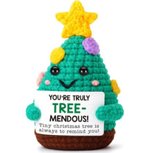 将图片加载到图库查看器，Funny Crochet Emotional Support Coffee Doll With Card Desktop Ornament Handmade Knitted Coffee Dolls Christmas Gifts Home Decor
