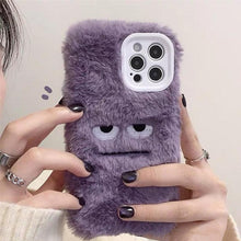 Load image into Gallery viewer, Cute Funny Fur Fluffy Phone Case For Iphone 14 13 12 11 Pro Max Mini X Xs Xr 7 8 Plus Se 2020 Girl Cover Soft Plush Stylish Cute Soft Warm Winter Phone Case
