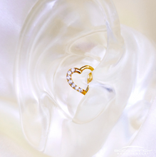 Load image into Gallery viewer, 16G 5/16 14k Yellow Gold CZ Paved Ultra Luxe Left Hinged Heart Segment Ring

