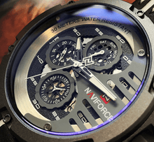 Load image into Gallery viewer, Men's  Sports Waterproof Watch With Chronometers And Leather Belt Multifunction Wristwatch Unique Design Perfect Gift
