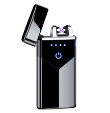 将图片加载到图库查看器，Modern Dual Arc USB Electric Touch Lighter LED ScreenTouch Fire Plasma Arc Lighter Windproof Metal Novelty Lighter Mens Gift In Elegant Gentlemen MEtal Lighter Style
