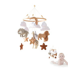 Load image into Gallery viewer, Wooden Crib Mobile Bed Bell with Soft Felt Animals
