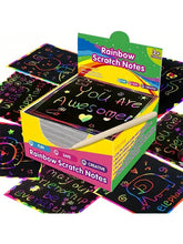 Load image into Gallery viewer, 100PCS Rainbow Scratch Art Kit - Non-Toxic Craft Set with Wooden Stylus for Kids Ages 5-12
