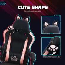 Load image into Gallery viewer, Gaming Chair with Cat Ears, Reclining Faux Leather Computer Chair with Footrest, Lumbar Support and Headrest, Height Adjustable
