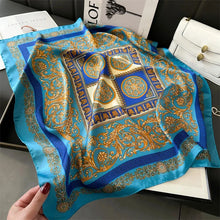 Load image into Gallery viewer, Four Seasons Print Silk Scarf – 70x70cm Luxury Headband &amp; Shawl
