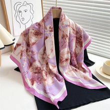 Load image into Gallery viewer, 90x90cm Square Silk-Feel Scarf – Luxury Women’s Shawl &amp; Head Wrap
