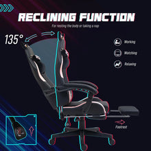 Load image into Gallery viewer, Gaming Chair with Cat Ears, Reclining Faux Leather Computer Chair with Footrest, Lumbar Support and Headrest, Height Adjustable
