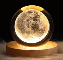 Load image into Gallery viewer, Kids LED Crystal Ball Lamp – 3D Moon &amp; Galaxy Table Decor Toy
