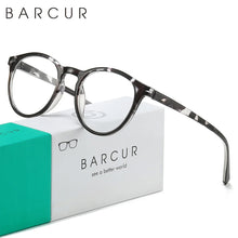 将图片加载到图库查看器，BARCUR Simple Men’s Presbyopia Glasses Comfortable Lightweight Leopard Pattern PC Anti-Slip Round Frame Transparent Acrylic Lenses for Women’s Reading Glasses
