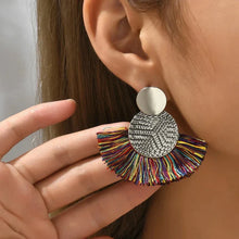 Load image into Gallery viewer, Bohemian Tassel Earrings – White Fringe Dangle Statement Jewelry for Women
