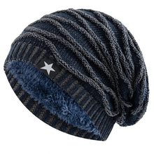 Load image into Gallery viewer, New Unisex Slouchy Winter Hats Add Fur Lined Men And Women Warm Beanie Cap Casual Five-pointed Star Decor Winter Knitted Hats
