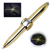 Load image into Gallery viewer, LED Gyro Spinner Pen – Multifunctional Metal Fidget Ballpoint Pen with Light | Stress Relief Spinning Pen for Writing, Focus &amp; Gifts
