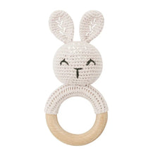 Load image into Gallery viewer, BPA Free Baby Wooden Teether Crochet Rattle Toy for Newborns

