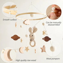 Load image into Gallery viewer, Baby Wooden Bed Bell Cartoon Rabbit Mobile
