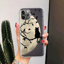 将图片加载到图库查看器，Black Cat Cartoon Cute For Iphone 11 13 14 Pro Max 12 Mini Phone Case X Xs Xr 6 6s 8 7 Plus Se 5 5s Cover Cute Funny Aesthetic Cat Design Pattern Silicone Soft Phone Case
