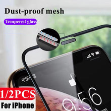 Load image into Gallery viewer, 2PCS Alloy Dust Net Tempered Glass for Iphone 14 13 12 11 Pro XS MAX XR Screen Protector for IPhone 13Mini 14Plus Protective Glass  Full Edge-to-Edge Screen Protection Glue Tempered Glass for iPhone
