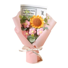 Load image into Gallery viewer, Artificial Flower Crochet Bouquet Handmade Anniversary Sunflower Daisy Bouquet Mothers Day Birthday Gift Eternal Flower
