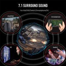 Load image into Gallery viewer, EKSA E5000 Pro Gaming Headphones for PC/PS4/Xbox/Switch, 7.1 Wired Headset Gamer with ENC Mic, USB/Type C/3.5mm Detachable Cable
