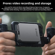 Load image into Gallery viewer, ORICO Mini Magnetic External SSD Portable Solid State 480MB/s Hard Drive for IPhone 16 15 Pro/Max ProRes 4K HDR Record and Store

