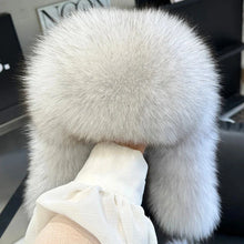 Load image into Gallery viewer, 2025 100% Real Fox Fur Hats Women's Russian Ushanka Aviator Trapper Snow Skiing Hat Caps Earflap Winter Raccoon Fur Bomber Hat
