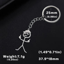 Load image into Gallery viewer, Teamer Funny Middle Finger Stickman Keychain 2025 Cute Trend School Bag Car Key Pendant Couple New Trinket Gift Keyring
