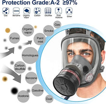 Load image into Gallery viewer, Full face respirator - mask with 40 mm gas filter canister for industrial gases, chemical, polishing, welding, spraying Gas mask
