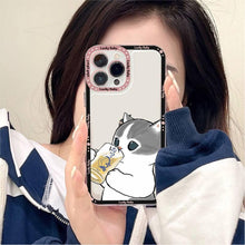 将图片加载到图库查看器，Cute Cat Phone Case For Iphone 11 12 13 Mini Pro Max 14 Pro Max Case Shell Cartoon Patterned Case Cover Soft Clear Cover Flexible Ultra Slim Anti-scratch Bumper Protective Cover For Iphone
