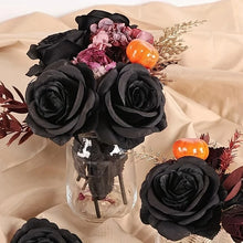 Load image into Gallery viewer, Artificial Black Roses Fake Flowers, Long Stem, with No Container, for Halloween, Home Decor, Wedding Party, Tabletop
